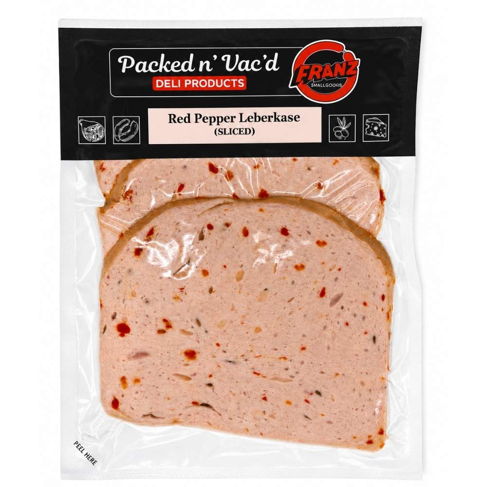 Red Pepper Leberkase Sliced